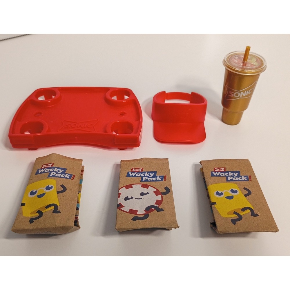 Sonic Mini Brands Zuru Sonic Hat, Food Drink Tray, Rare Gold Cup, Wacky Packs